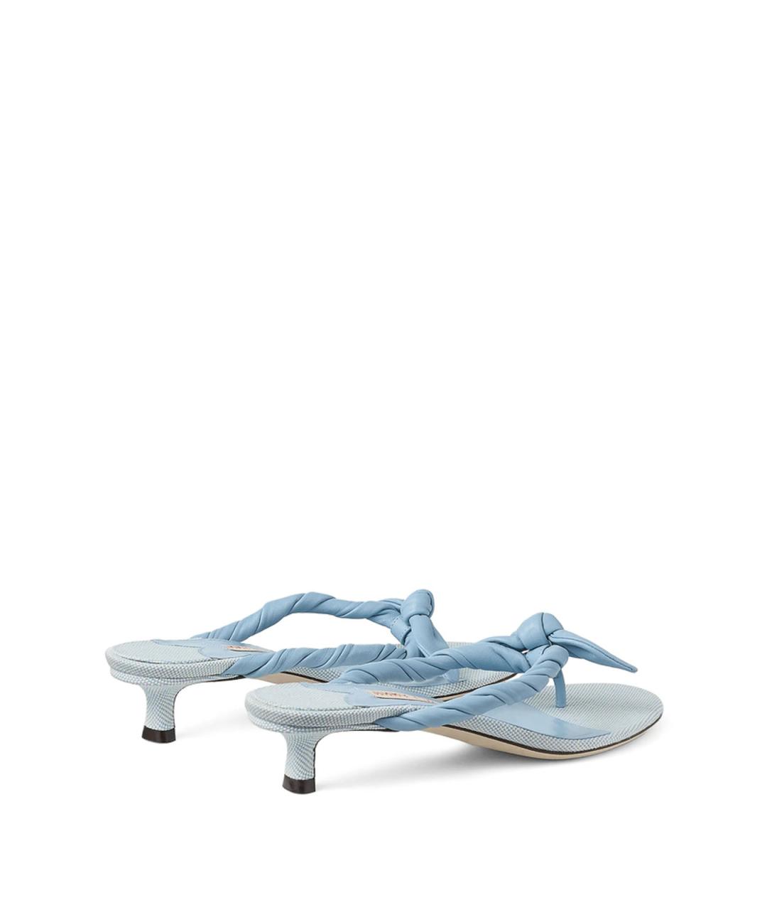 JIMMY CHOO Голубые кожаные мюли, фото 4