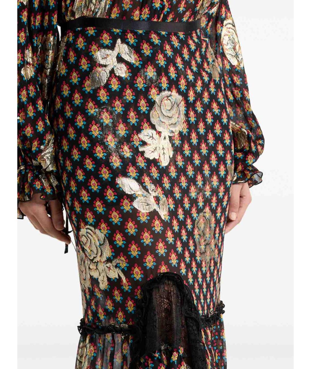 ETRO Черная шелковая юбка макси, фото 3