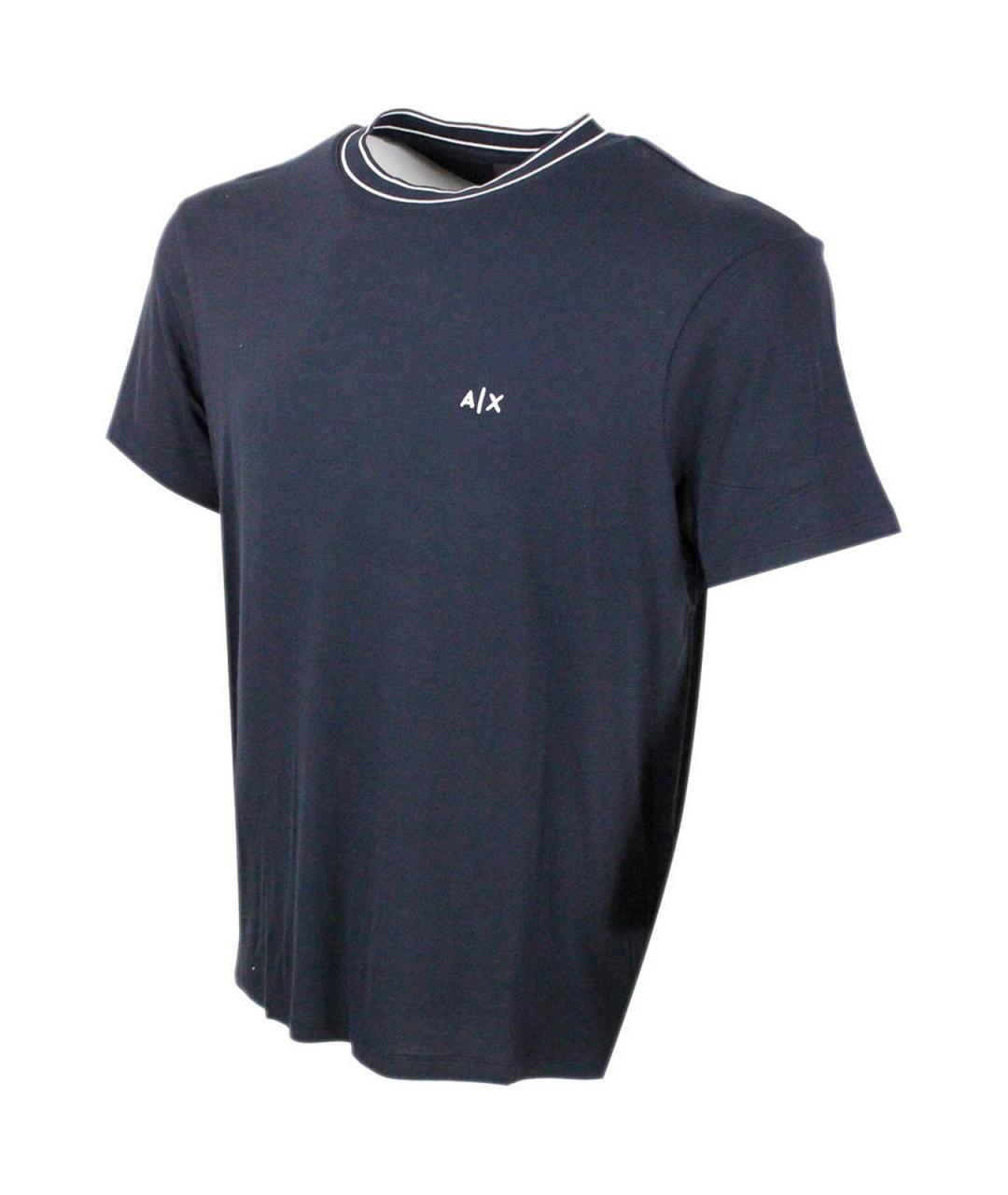ARMANI EXCHANGE Синяя вискозная футболка, фото 2
