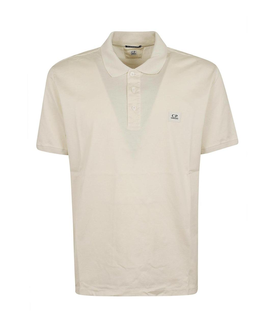 CP COMPANY Бежевое хлопковое поло с коротким рукавом, фото 1
