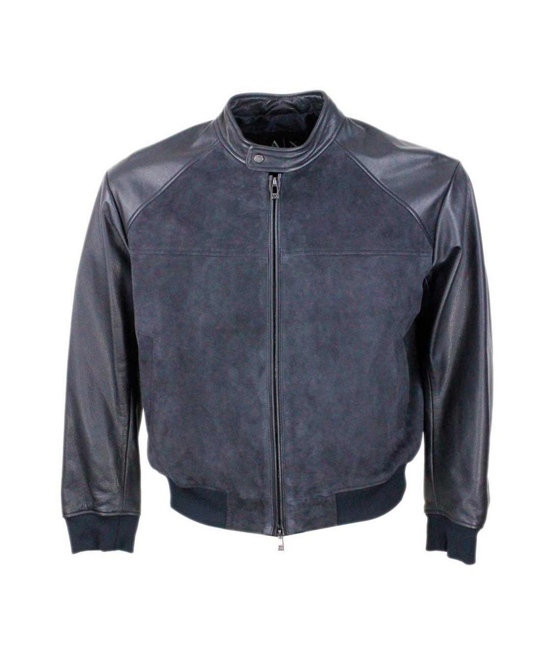 ARMANI EXCHANGE Синяя кожаная куртка, фото 1
