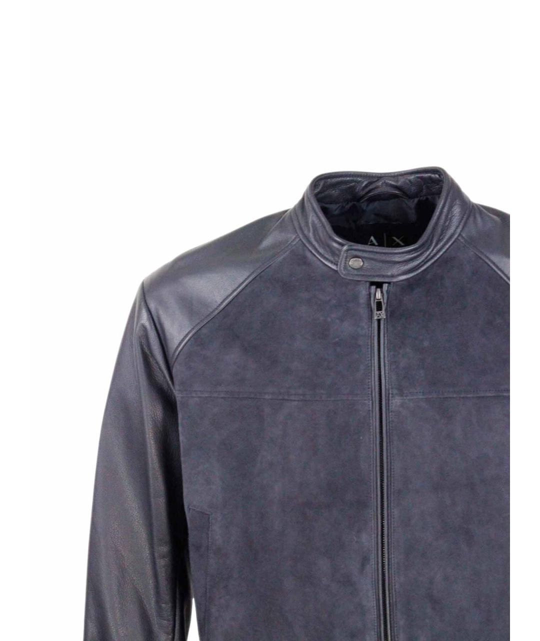 ARMANI EXCHANGE Синяя кожаная куртка, фото 4