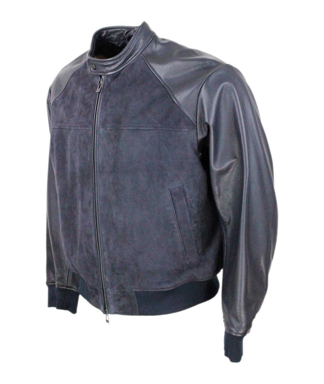 ARMANI EXCHANGE Синяя кожаная куртка, фото 2