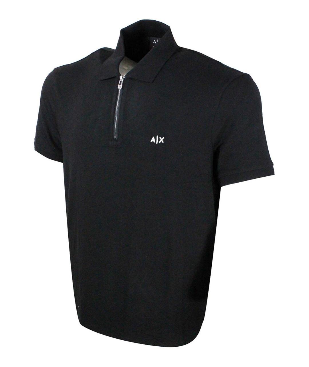 ARMANI EXCHANGE Черное вискозное поло с коротким рукавом, фото 2