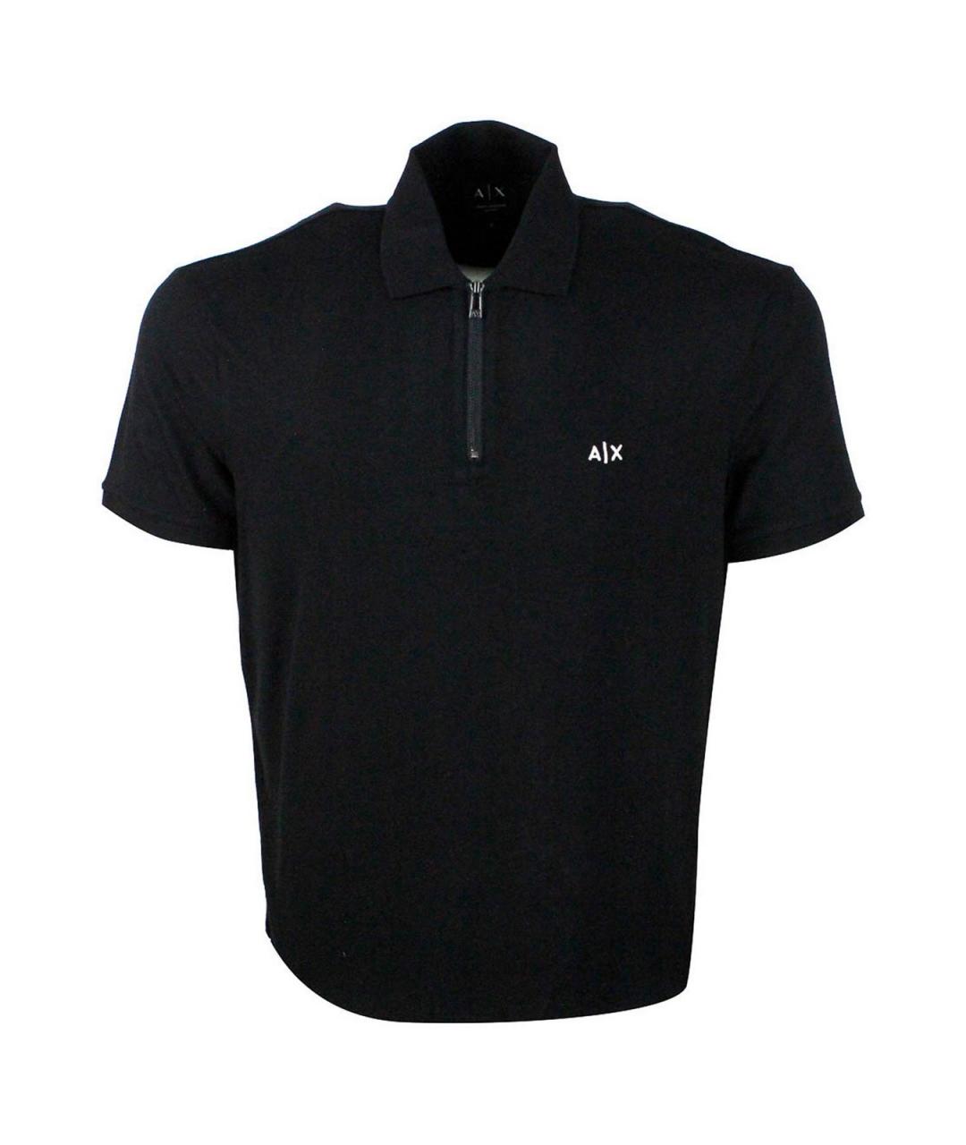 ARMANI EXCHANGE Черное вискозное поло с коротким рукавом, фото 1