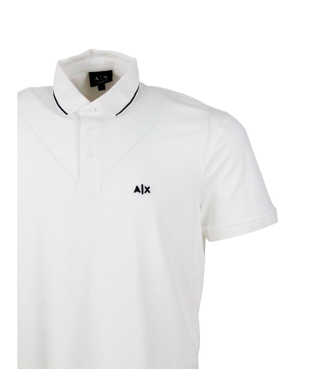 ARMANI EXCHANGE Белое хлопковое поло с коротким рукавом, фото 4
