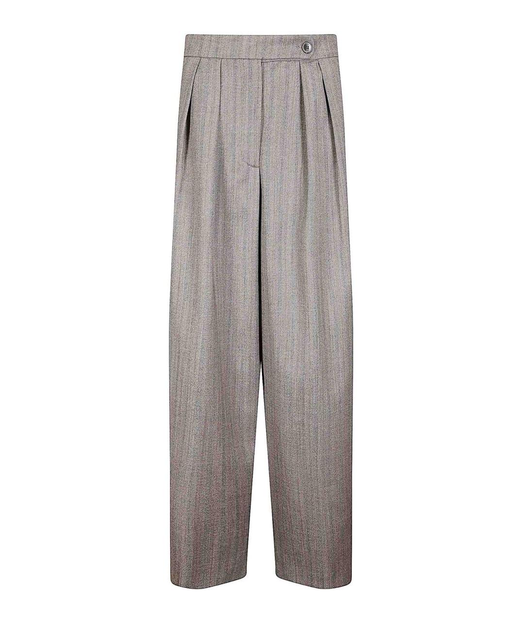 DRIES VAN NOTEN Серые шерстяные прямые брюки, фото 1