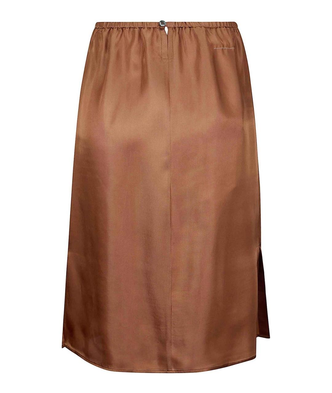 MM6 MAISON MARGIELA Коричневая вискозная юбка миди, фото 2