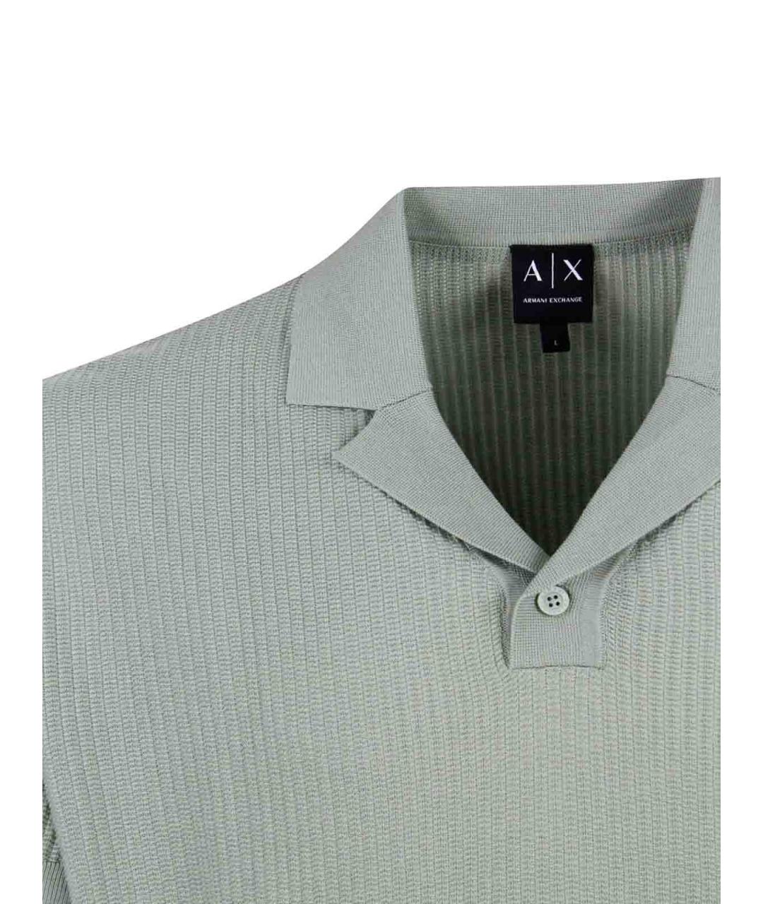 ARMANI EXCHANGE Зеленое хлопковое поло с коротким рукавом, фото 4
