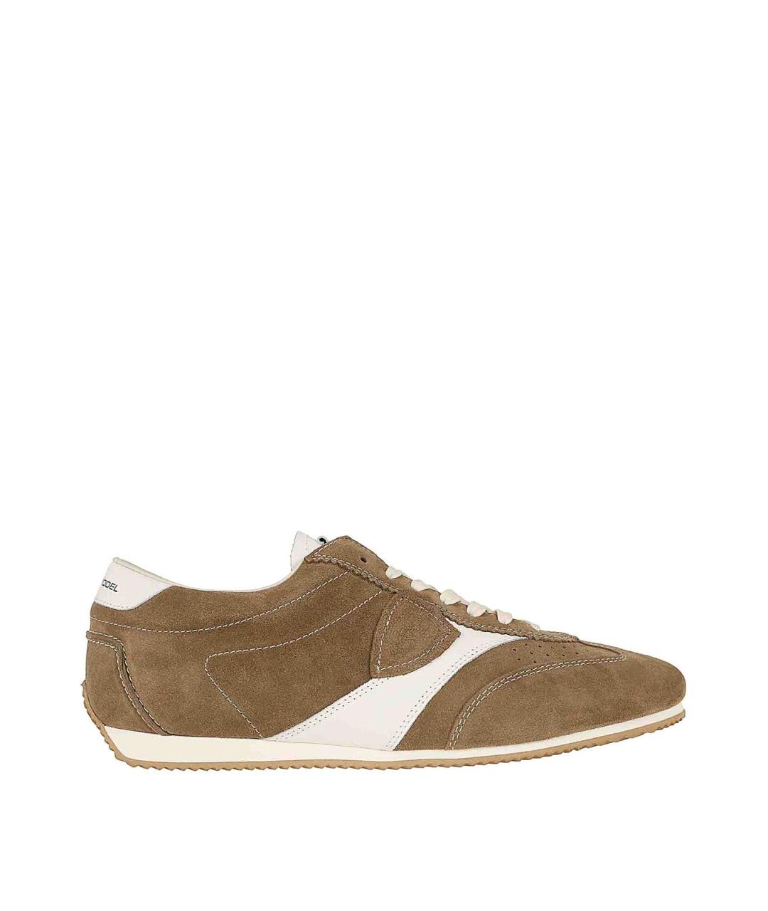 PHILIPPE MODEL Коричневые замшевые низкие кроссовки / кеды, фото 1