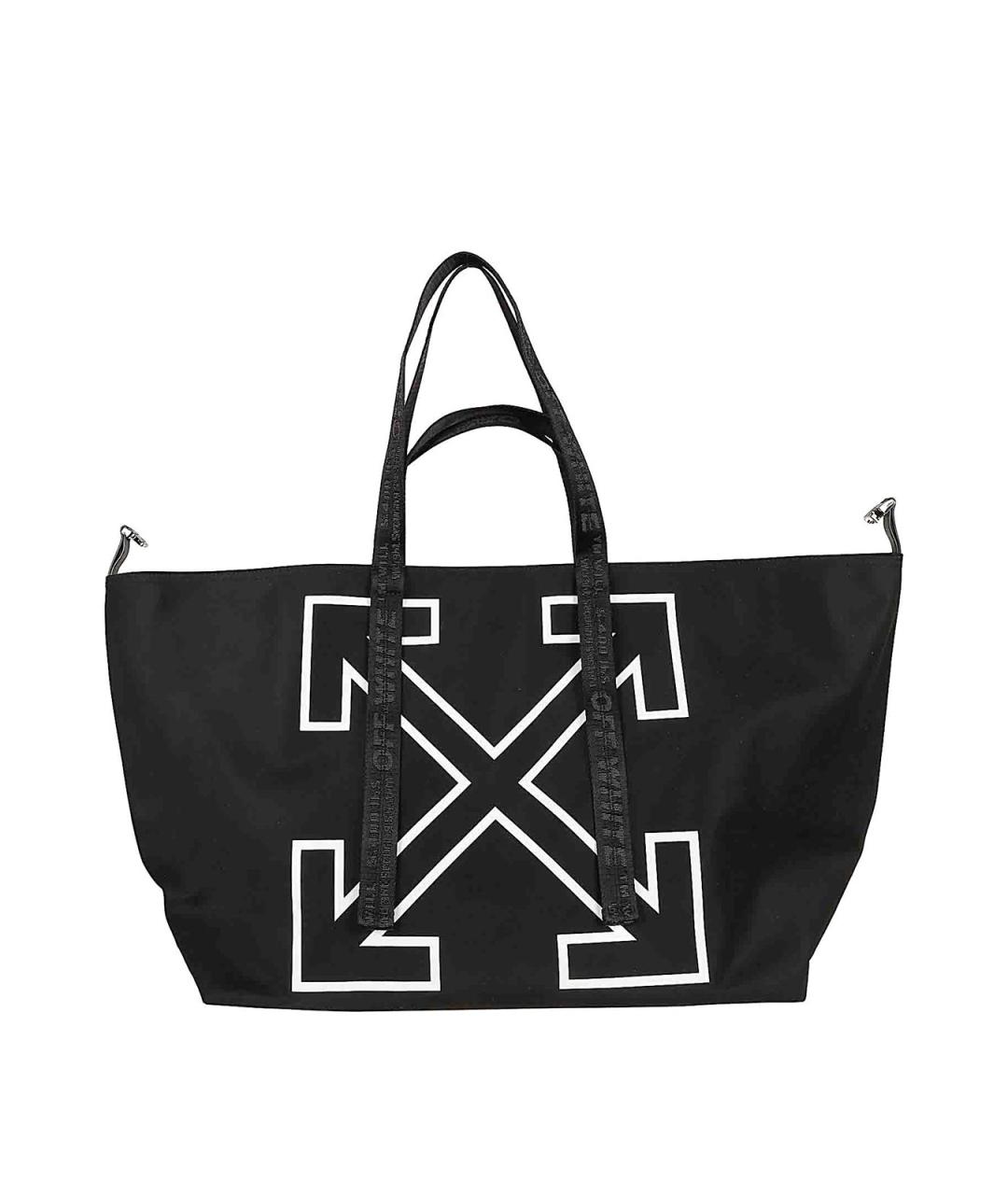 OFF-WHITE Черная тканевая сумка тоут, фото 1