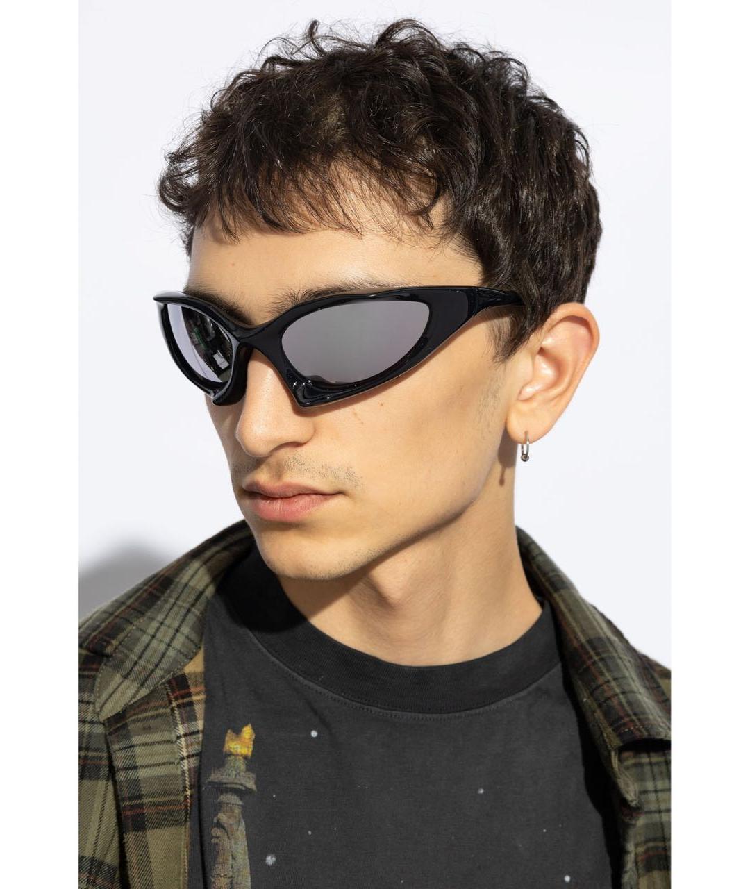 BALENCIAGA Черные пластиковые солнцезащитные очки, фото 2
