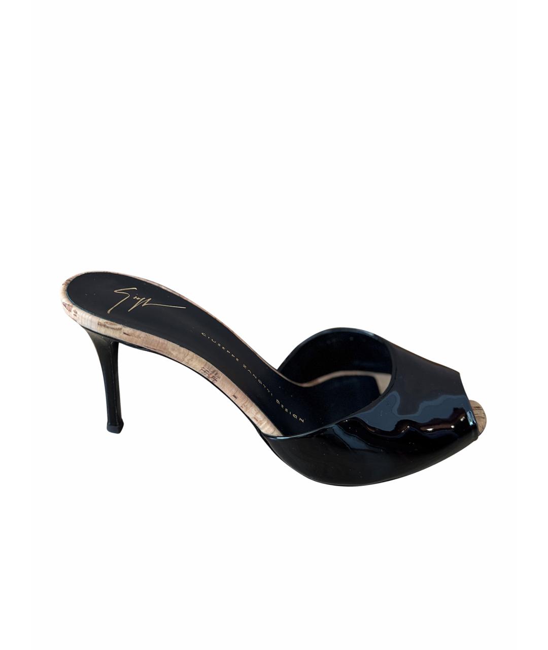 GIUSEPPE ZANOTTI DESIGN Черные мюли из лакированной кожи, фото 1