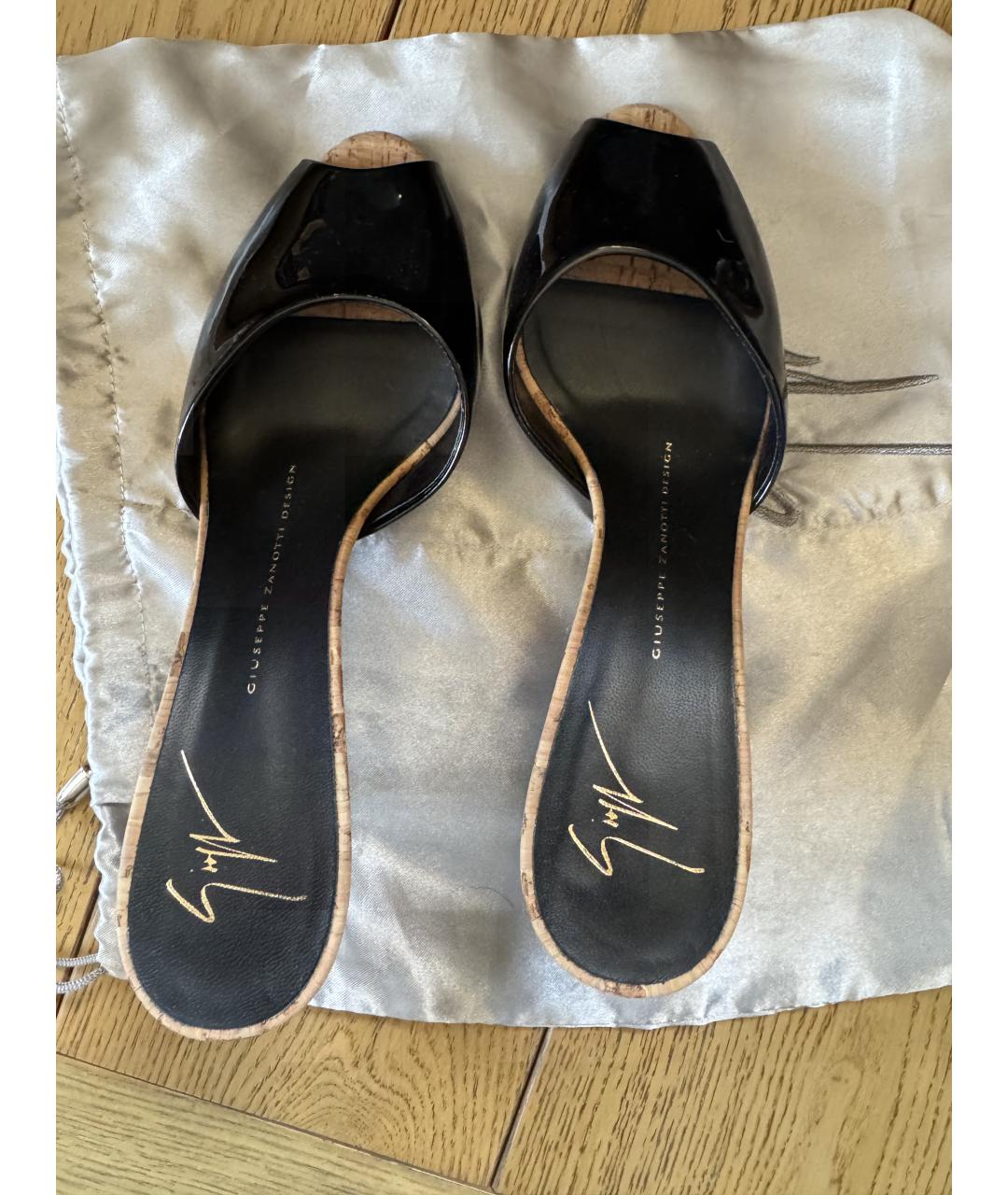 GIUSEPPE ZANOTTI DESIGN Черные мюли из лакированной кожи, фото 2