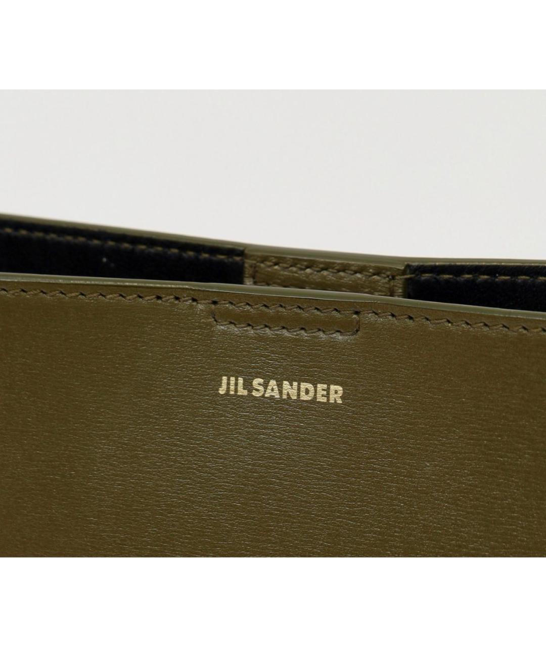 JIL SANDER Хаки кожаная сумка тоут, фото 4