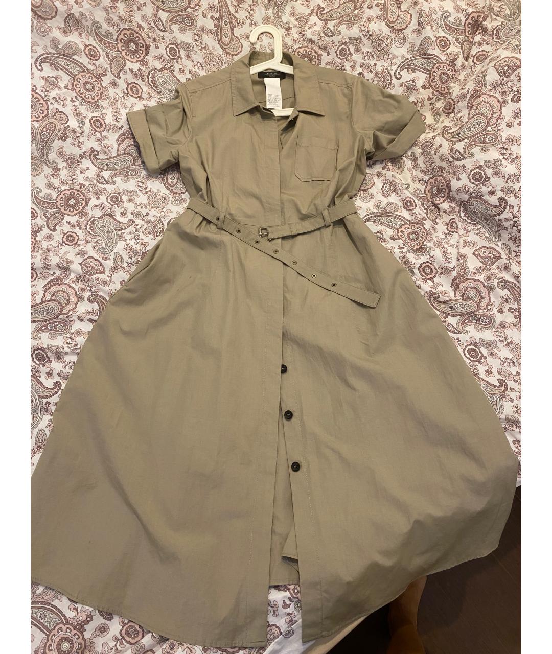 MAX MARA Бежевое хлопковое повседневное платье, фото 4