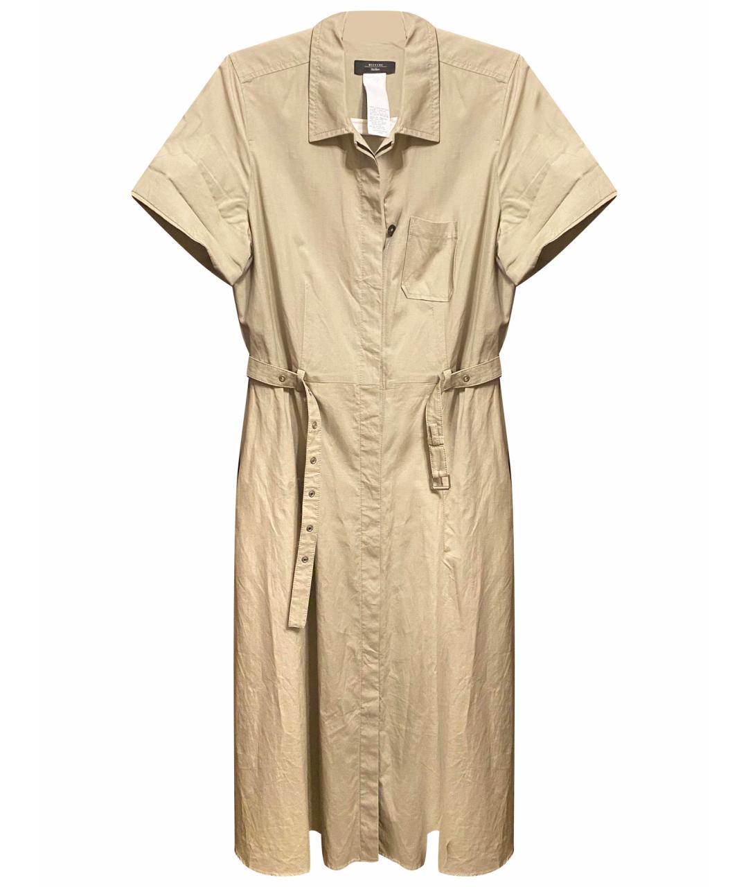 MAX MARA Бежевое хлопковое повседневное платье, фото 1