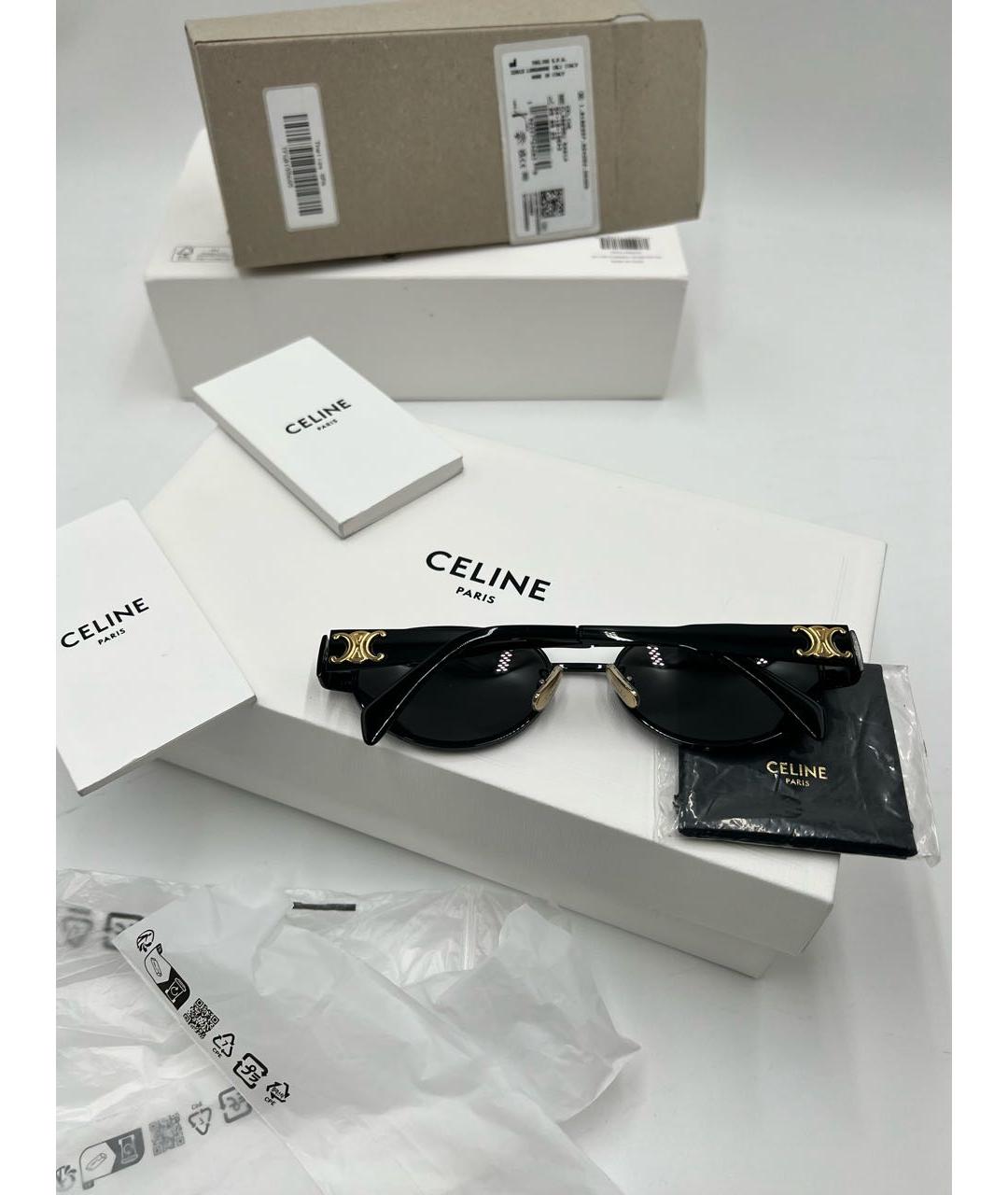 CELINE Черные металлические солнцезащитные очки, фото 8