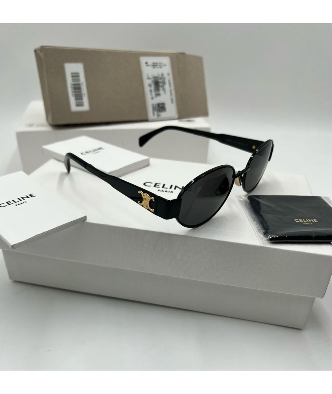 CELINE Черные металлические солнцезащитные очки, фото 2