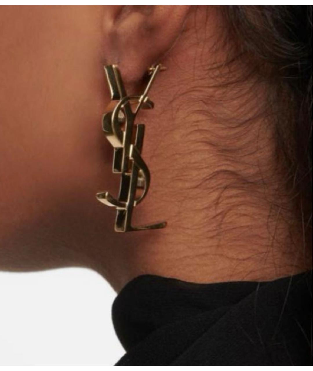 SAINT LAURENT Золотые латунные серьги, фото 6