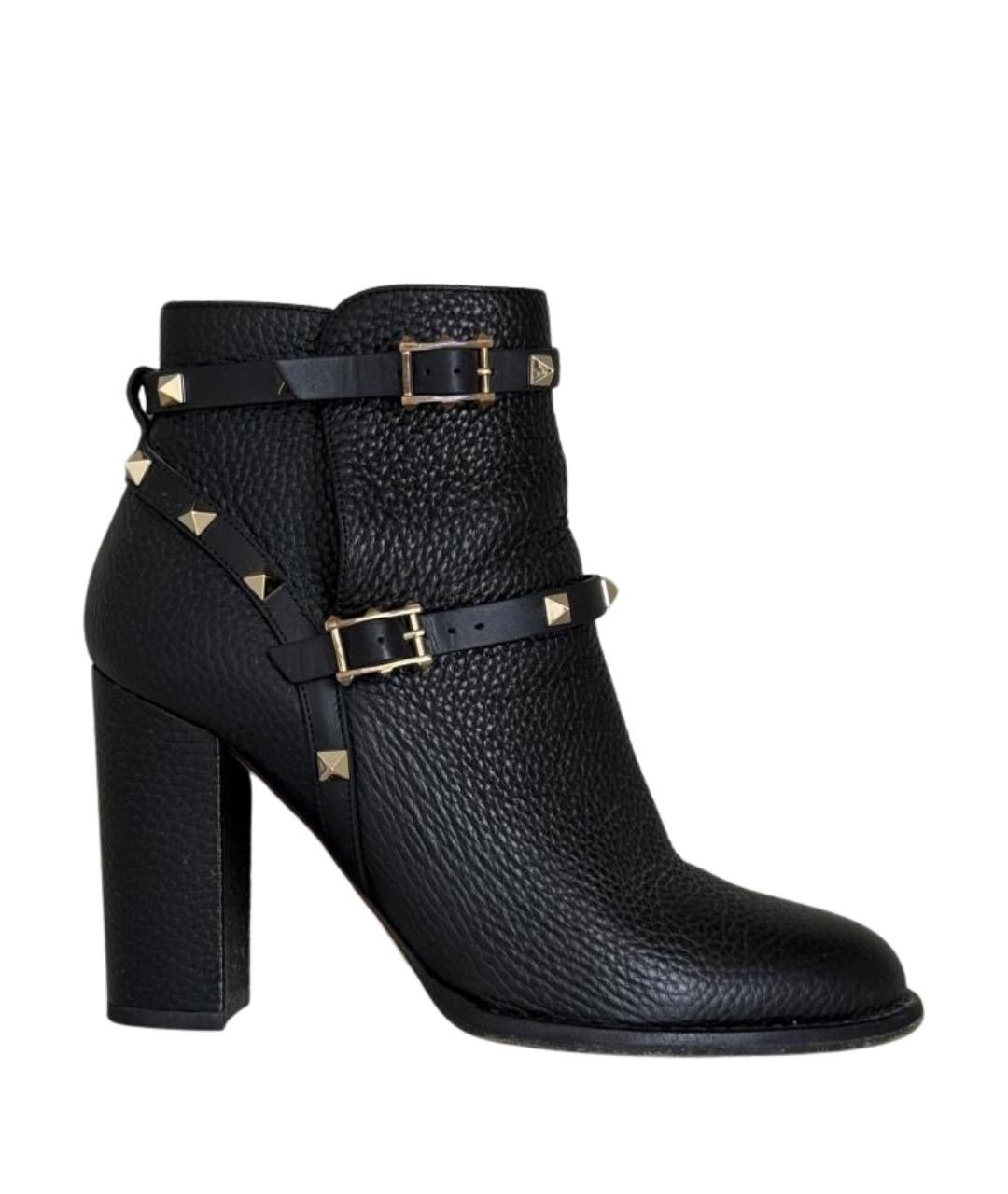 VALENTINO Черные кожаные ботильоны, фото 1