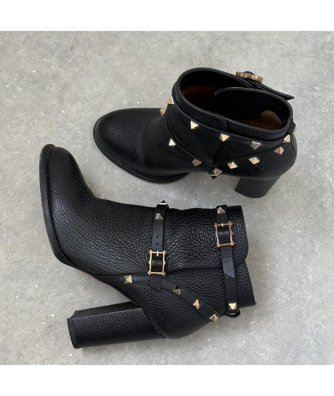 VALENTINO Черные кожаные ботильоны, фото 4