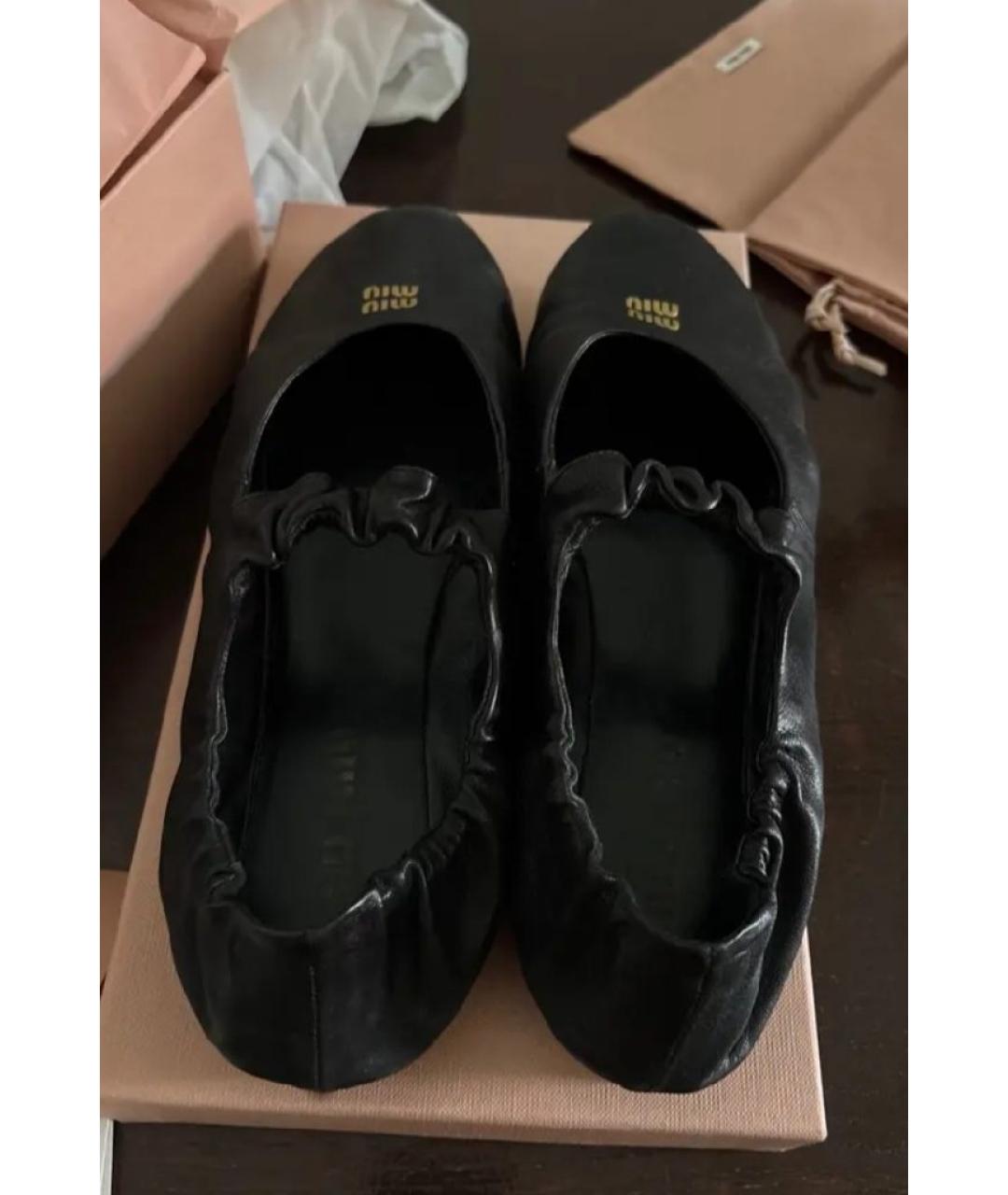 MIU MIU Черные кожаные балетки, фото 5