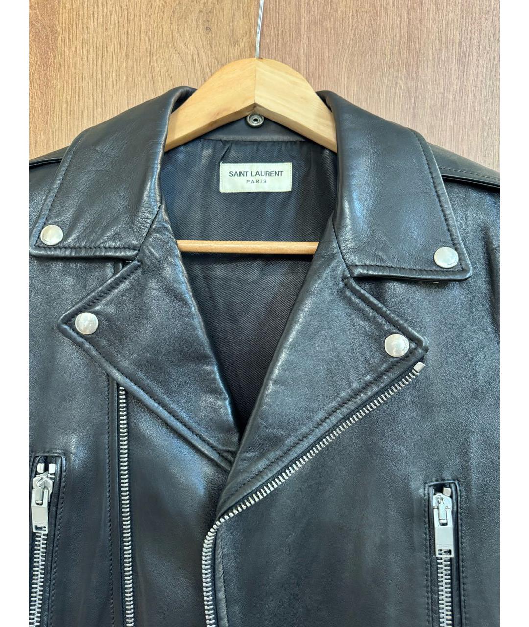 SAINT LAURENT Черная кожаная куртка, фото 3