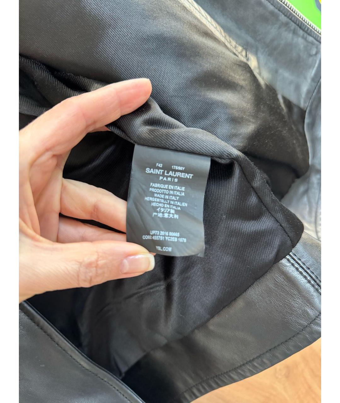 SAINT LAURENT Черная кожаная куртка, фото 4