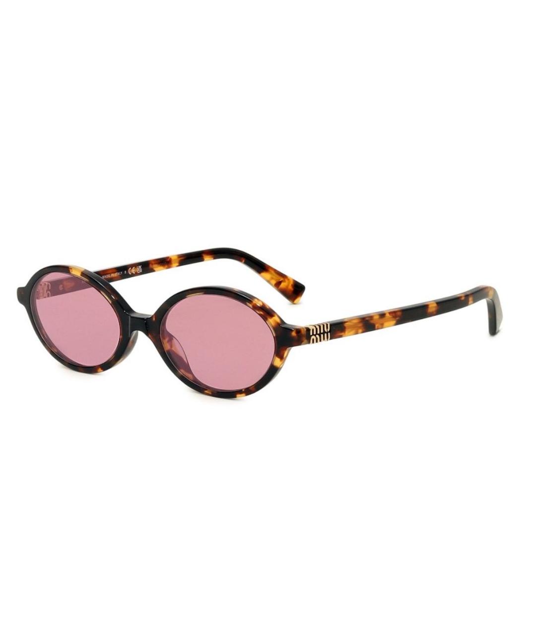 MIU MIU Коричневые пластиковые солнцезащитные очки, фото 9