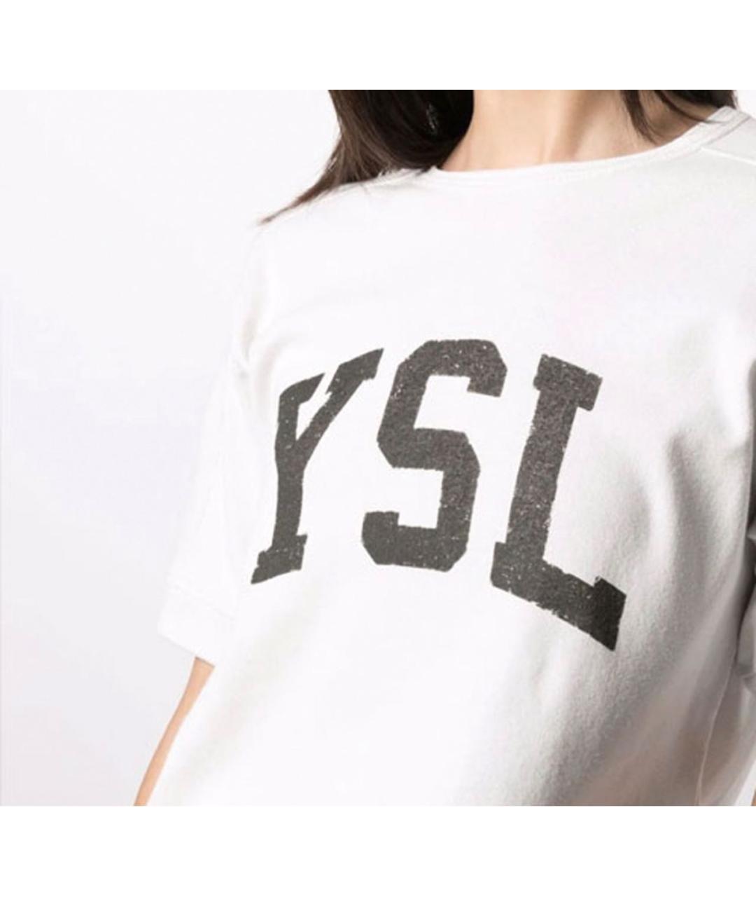SAINT LAURENT Белая хлопковая футболка, фото 6