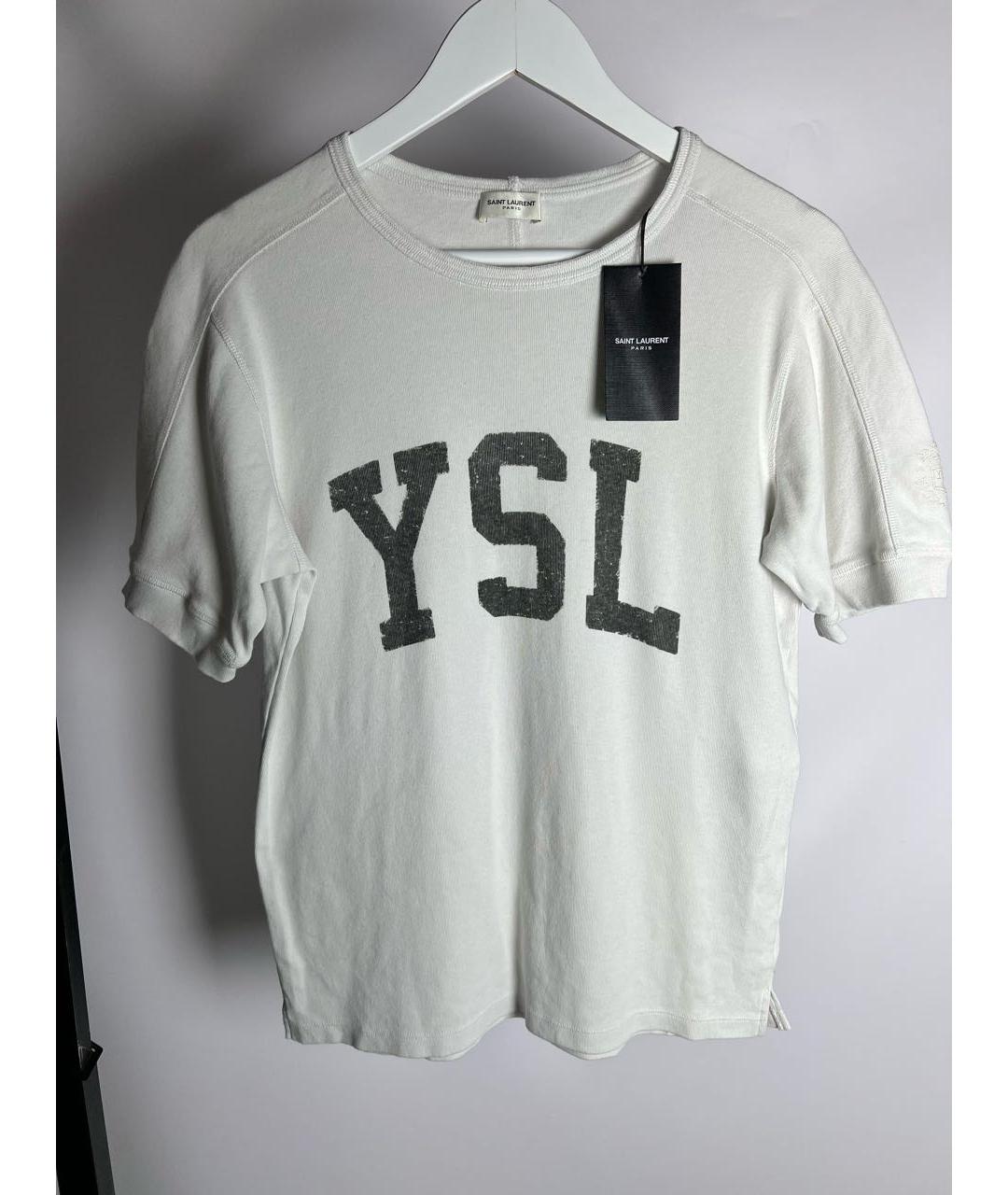 SAINT LAURENT Белая хлопковая футболка, фото 2