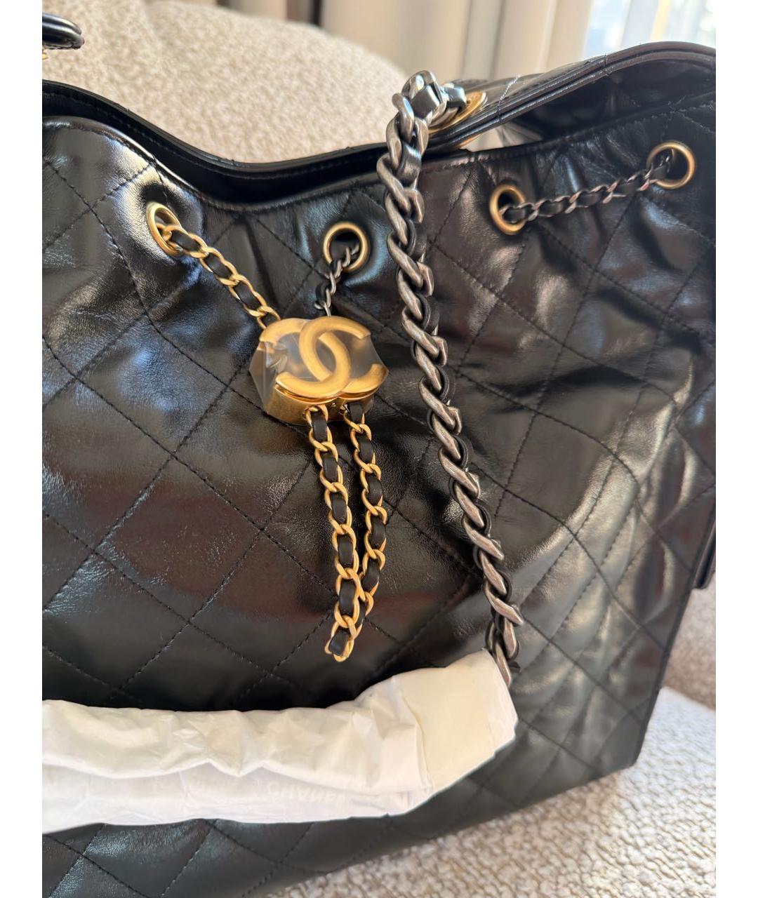 CHANEL Черная кожаная сумка тоут, фото 3