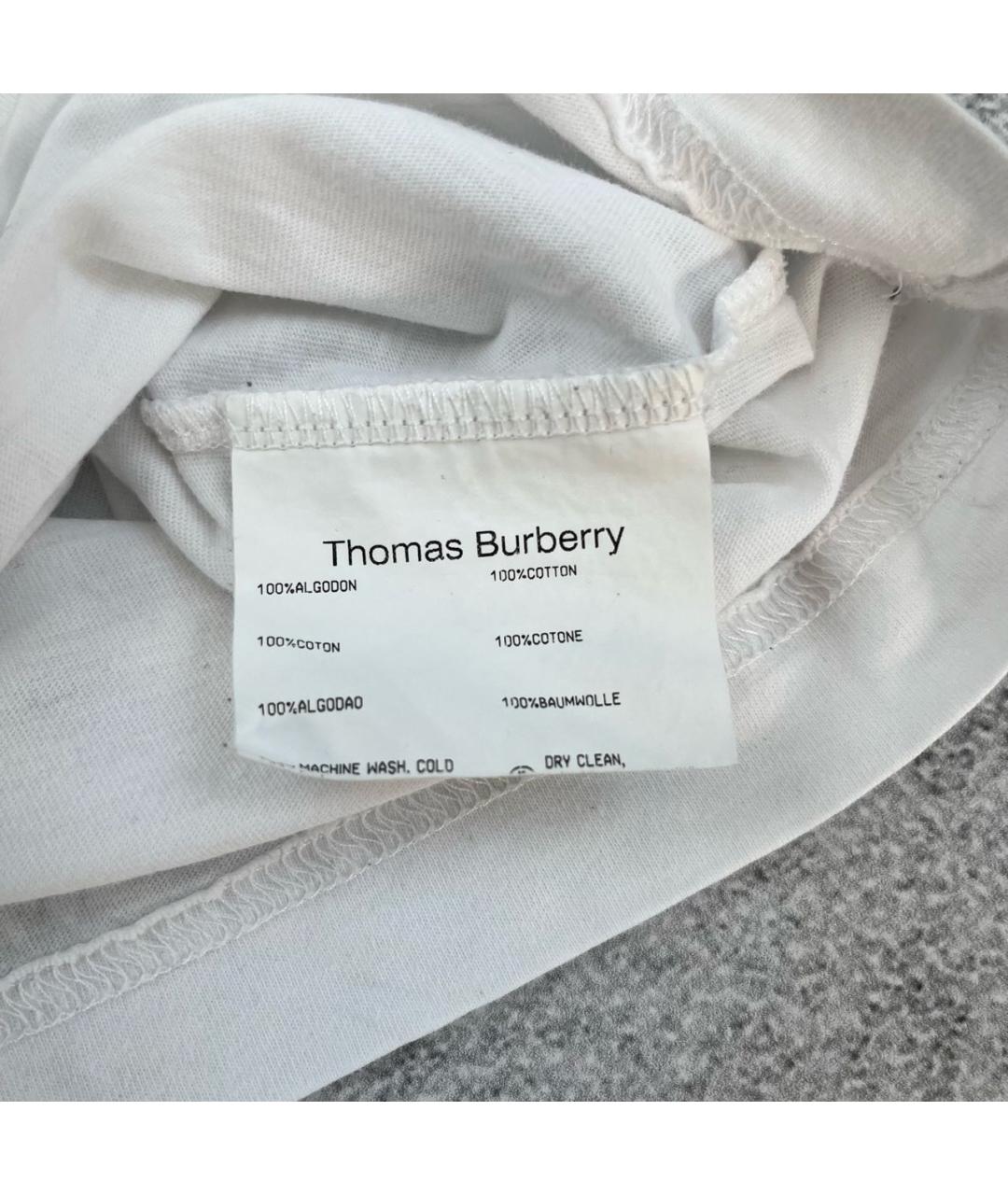 BURBERRY Белая хлопковая футболка, фото 4