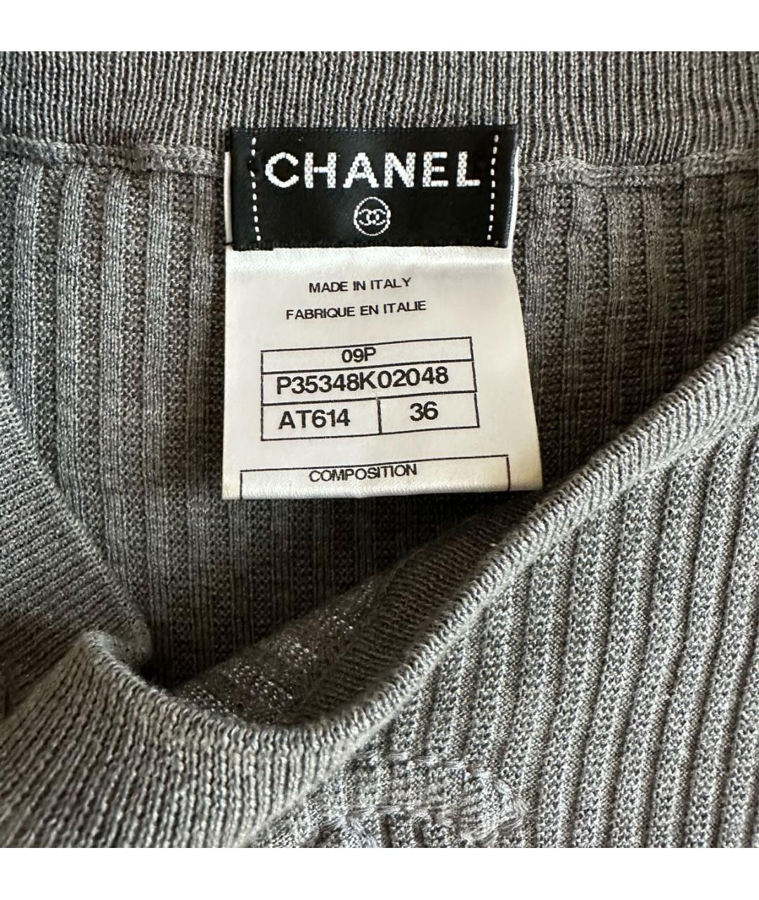 CHANEL Серое хлопковое повседневное платье, фото 3