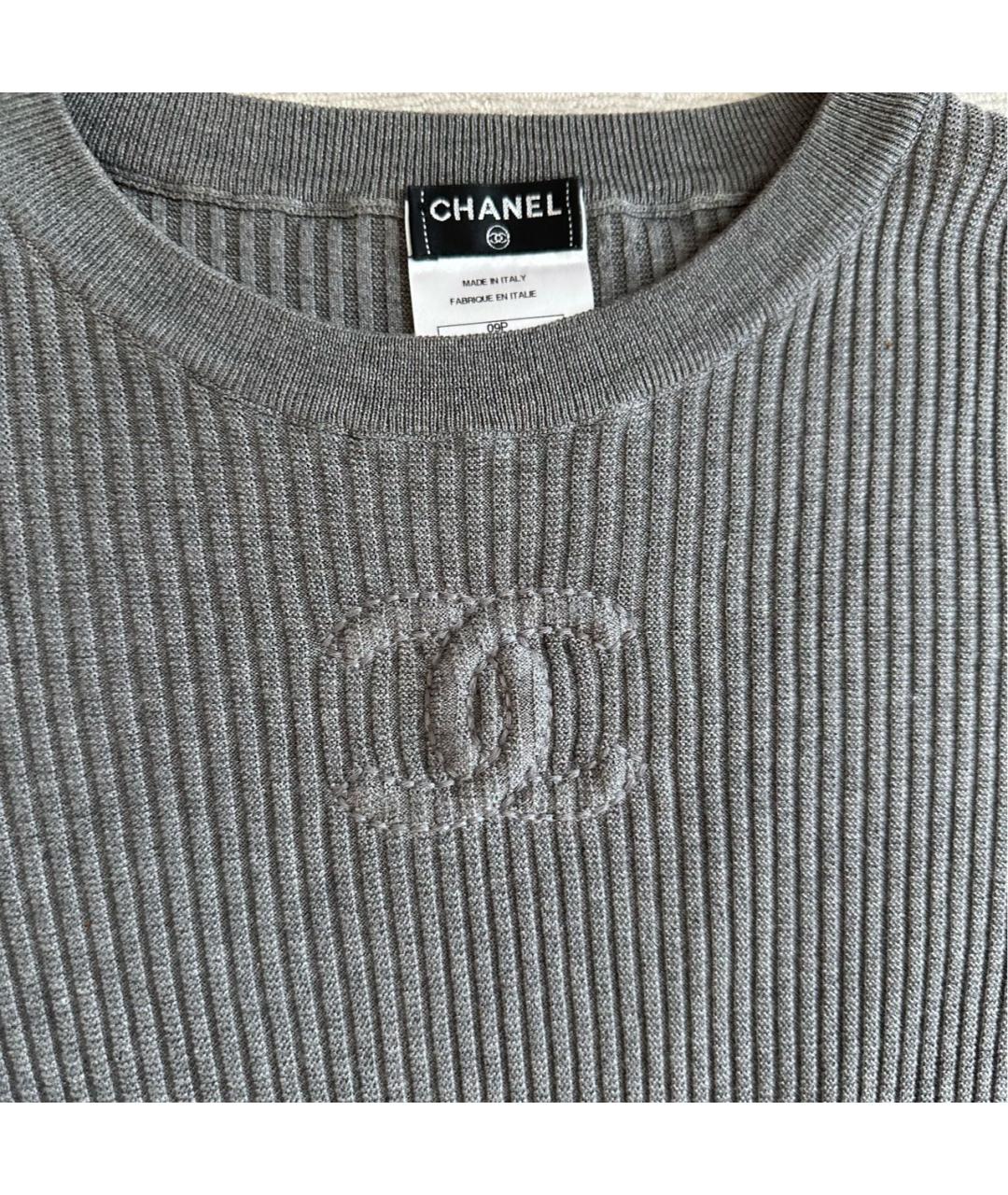 CHANEL Серое хлопковое повседневное платье, фото 5