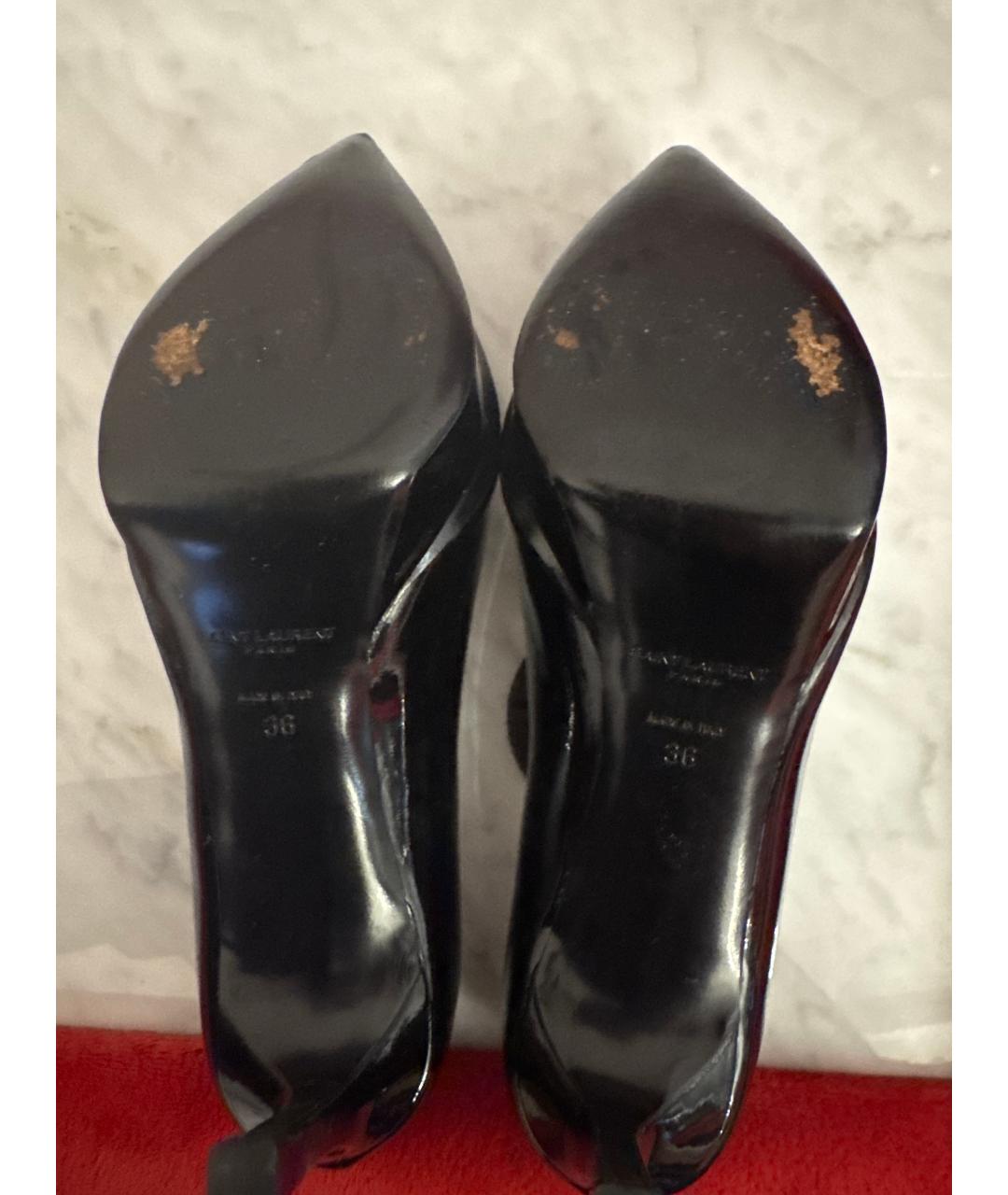 SAINT LAURENT Черные туфли из лакированной кожи, фото 5