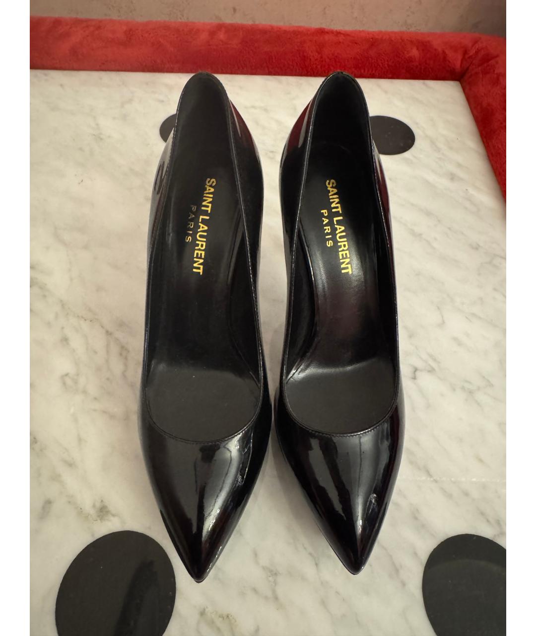 SAINT LAURENT Черные туфли из лакированной кожи, фото 2