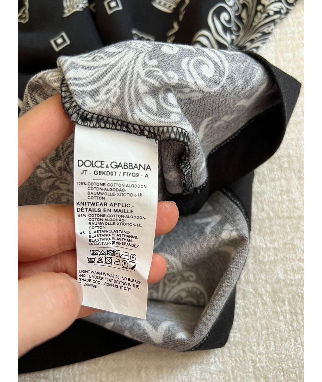 DOLCE&GABBANA Черная хлопковая футболка, фото 6
