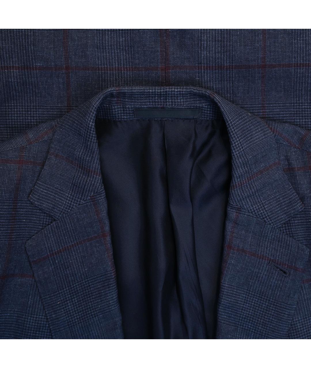 ZEGNA Темно-синий льняной пиджак, фото 3