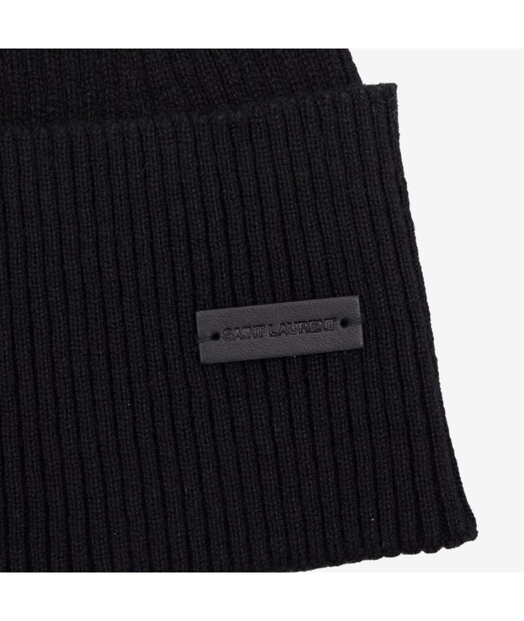 SAINT LAURENT Черная кашемировая шапка, фото 3