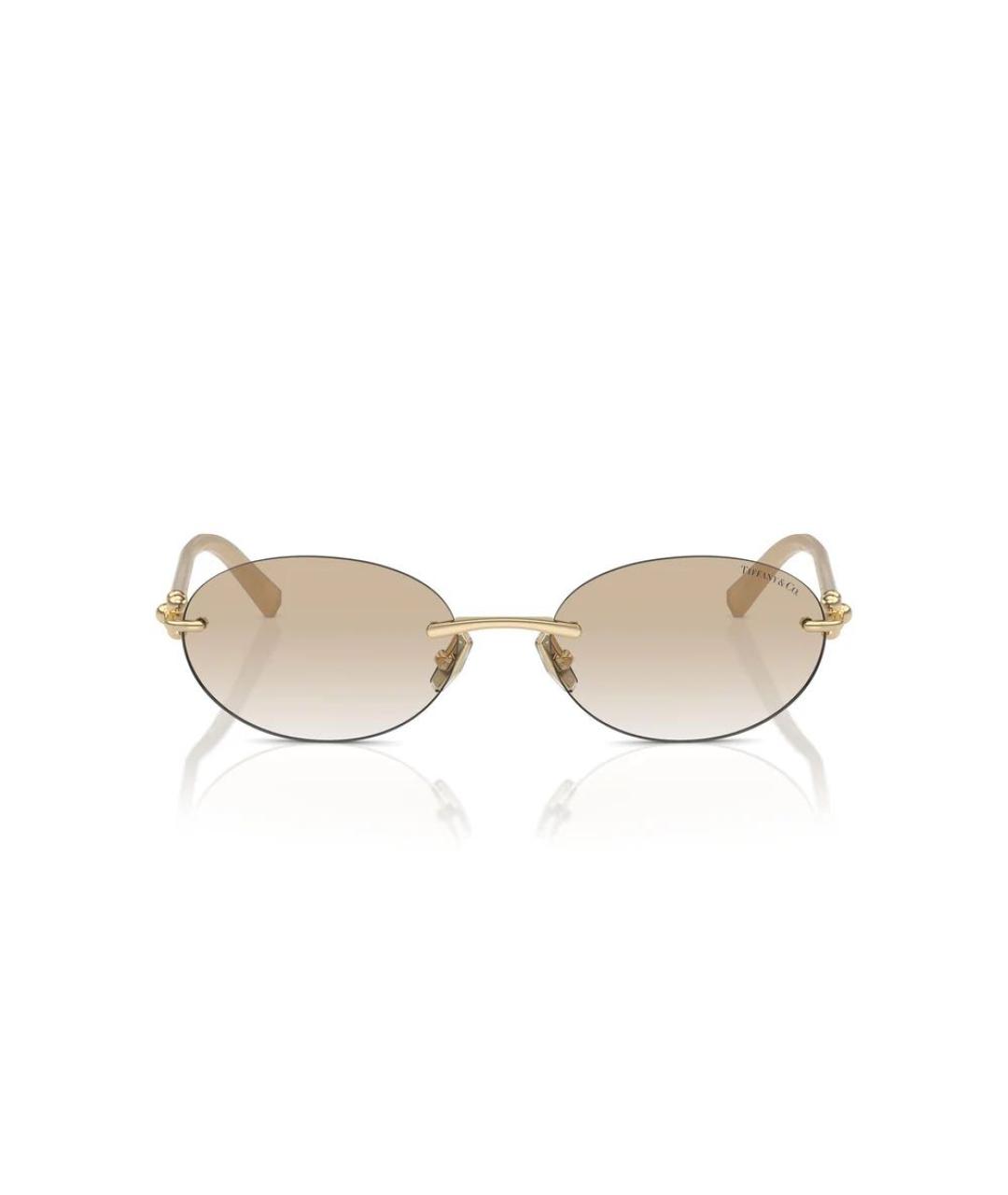 TIFFANY&CO Бежевые металлические солнцезащитные очки, фото 8