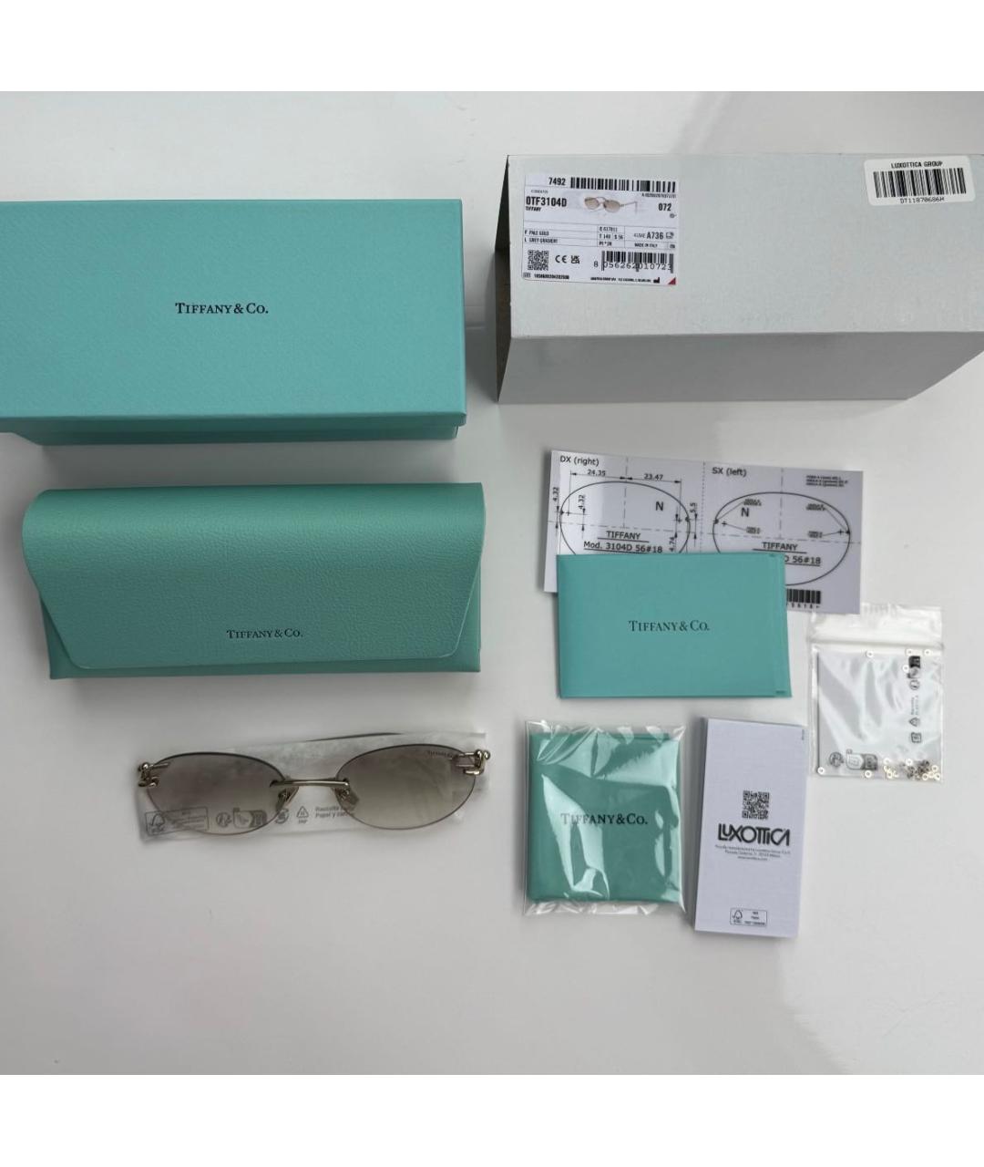 TIFFANY&CO Бежевые металлические солнцезащитные очки, фото 5