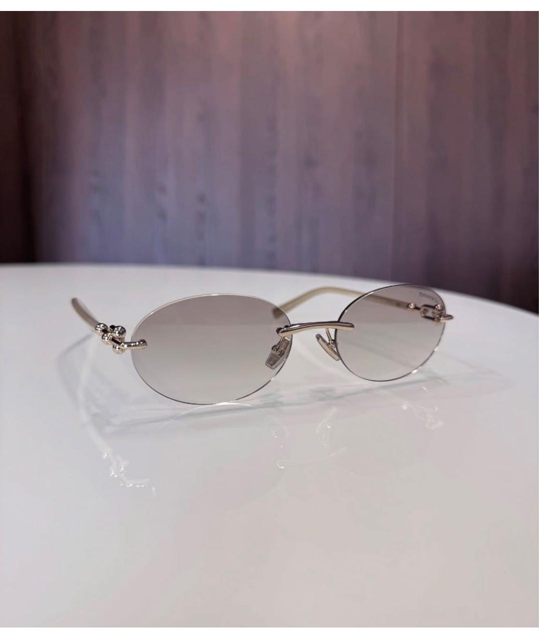 TIFFANY&CO Бежевые металлические солнцезащитные очки, фото 2