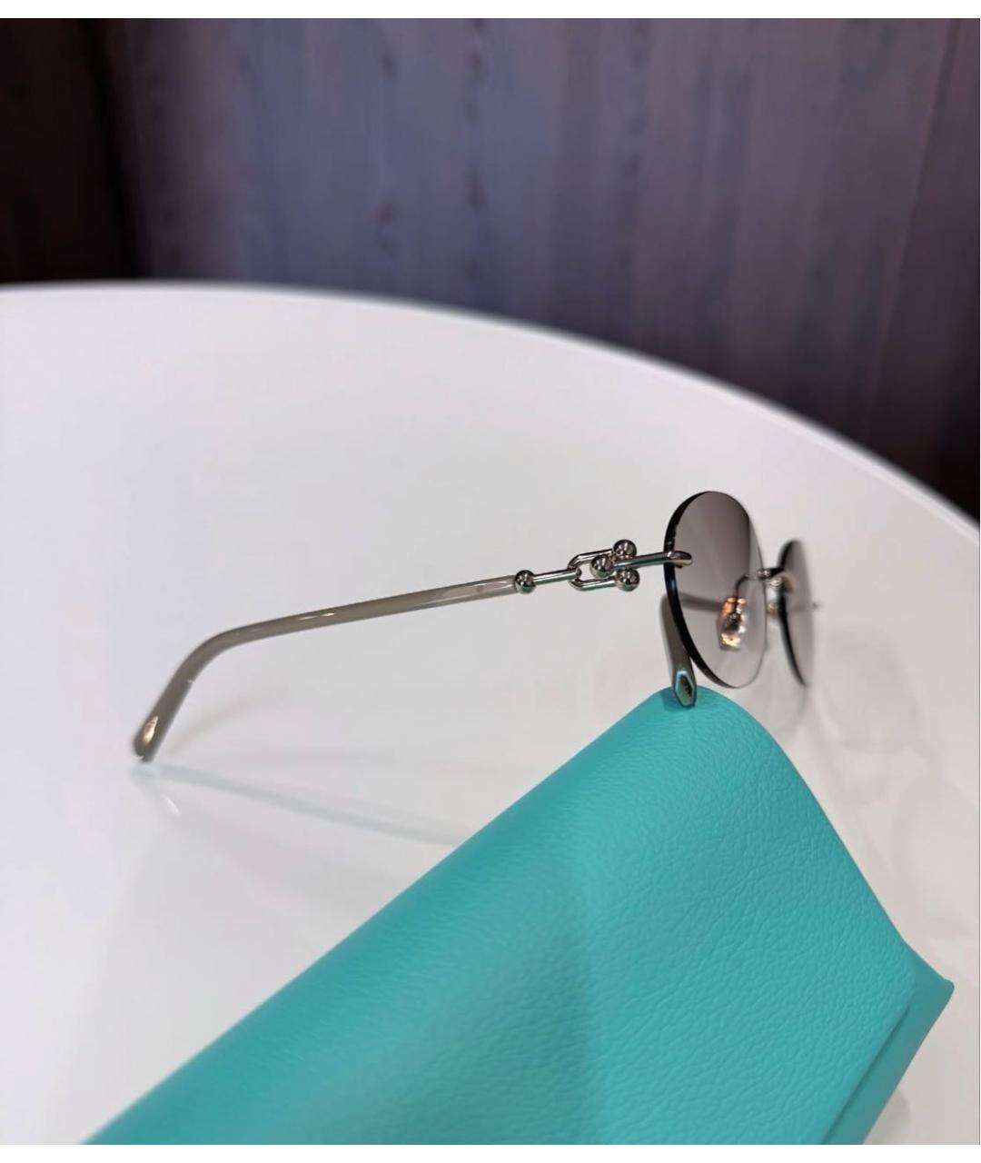 TIFFANY&CO Бежевые металлические солнцезащитные очки, фото 3