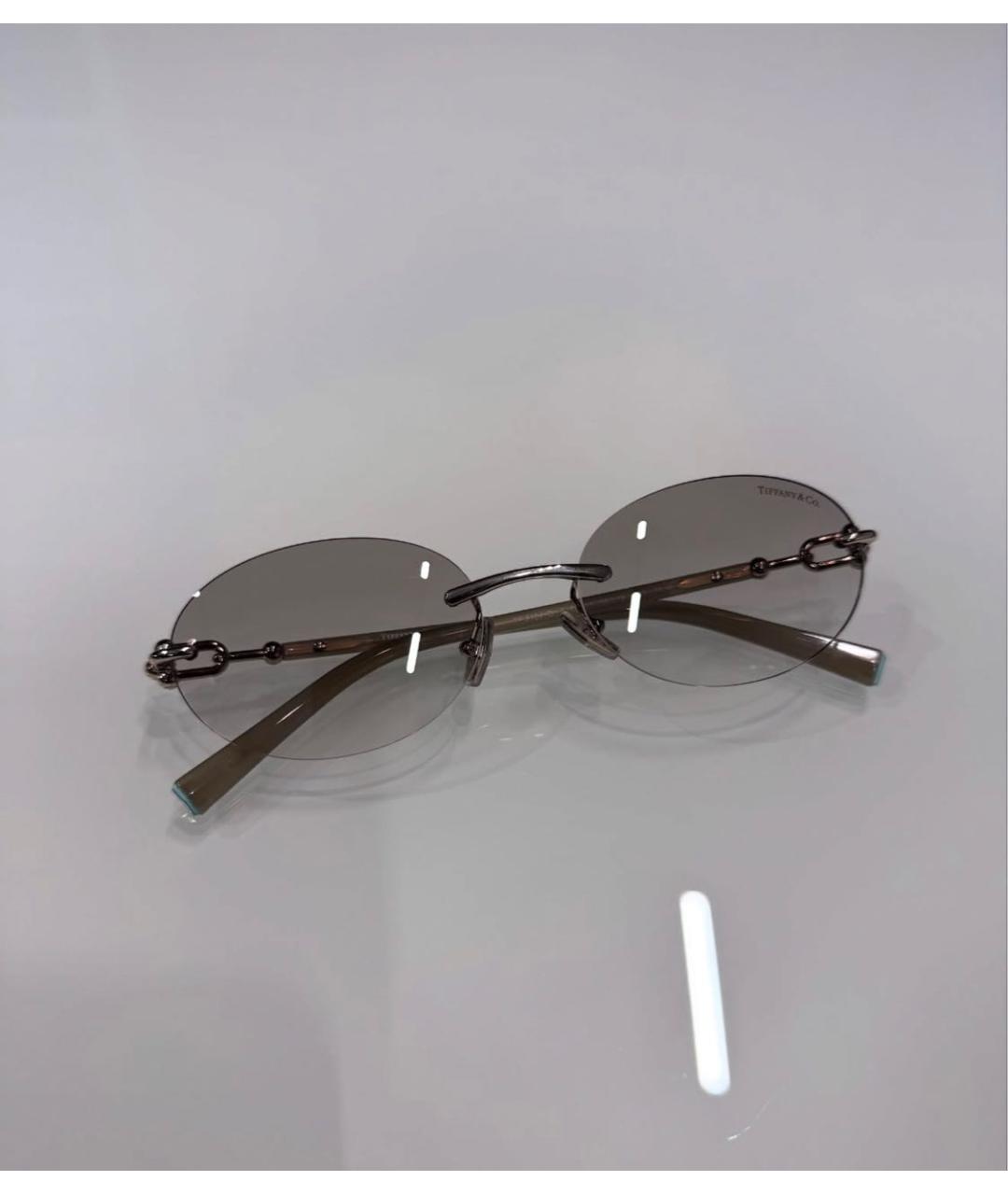 TIFFANY&CO Бежевые металлические солнцезащитные очки, фото 4