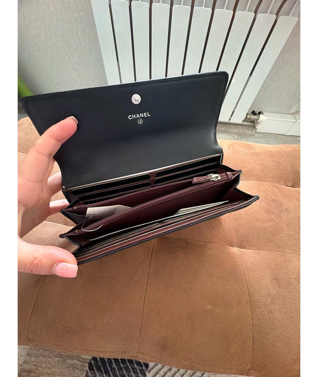 CHANEL Черный кожаный кошелек, фото 4