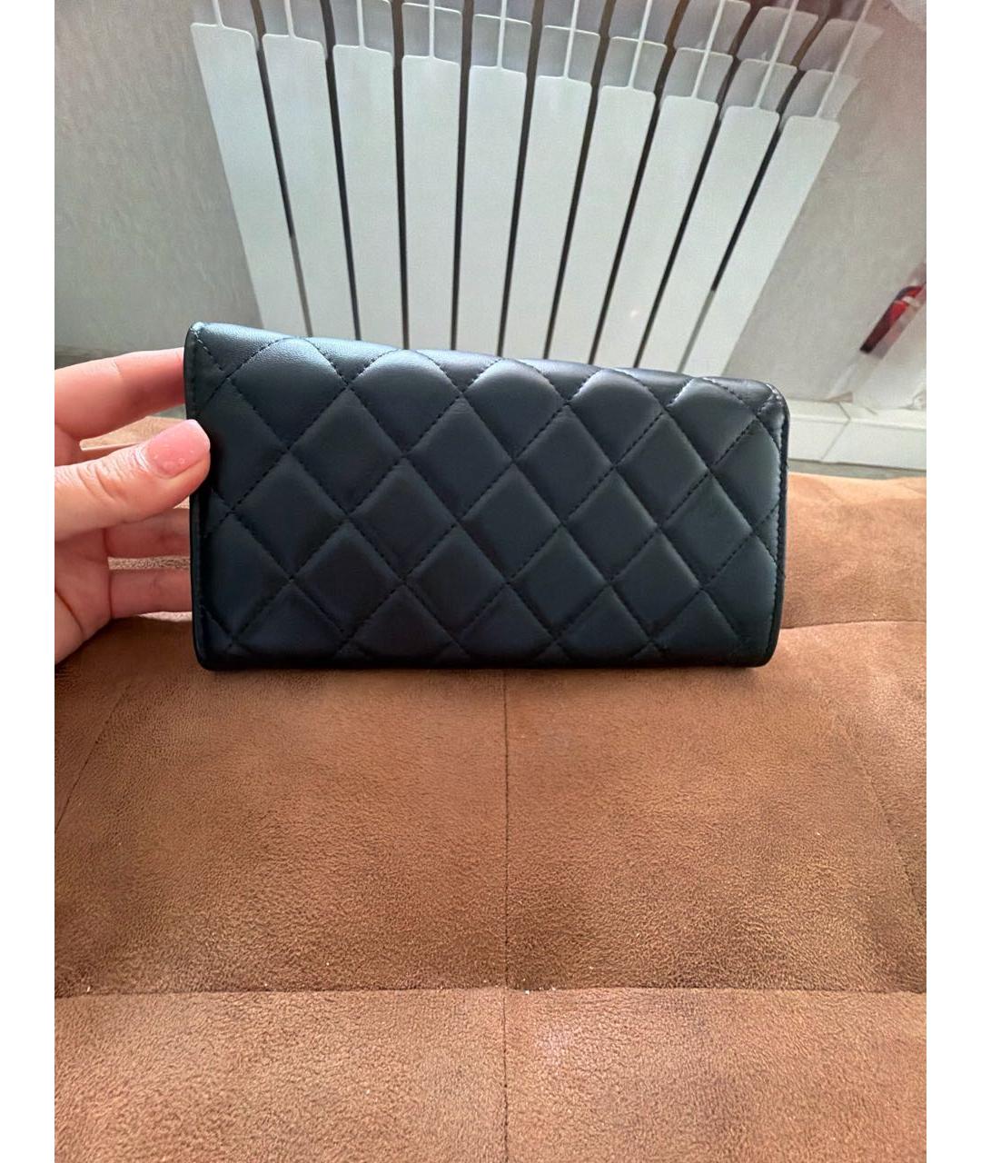 CHANEL Черный кожаный кошелек, фото 3