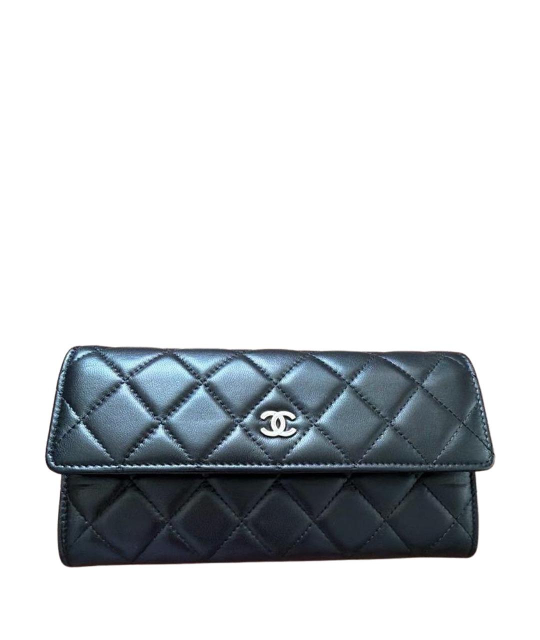 CHANEL Черный кожаный кошелек, фото 1