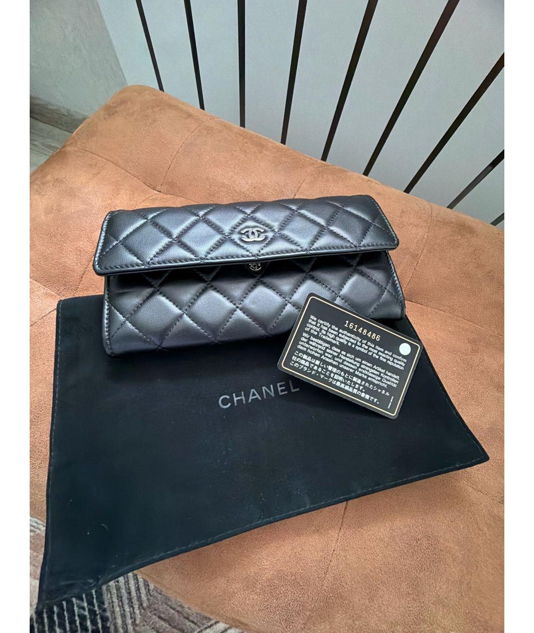 CHANEL Черный кожаный кошелек, фото 5